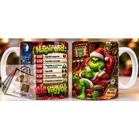 3D hatású Grinch bögre napirend