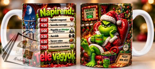 3D hatású Grinch bögre napirend