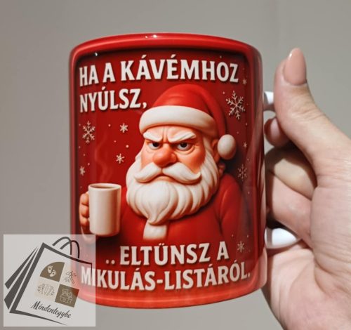 Mikulás 3D hatású kv bögre