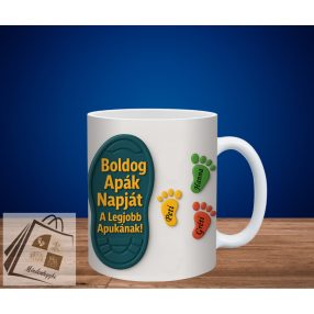   Egyedi névvel ellátott Apáknapi 3D hatású bögre Legjobb Apa