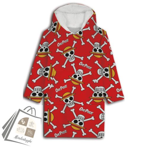 One Piece Red felnőtt belebújós plüss polár takaró, poncsó