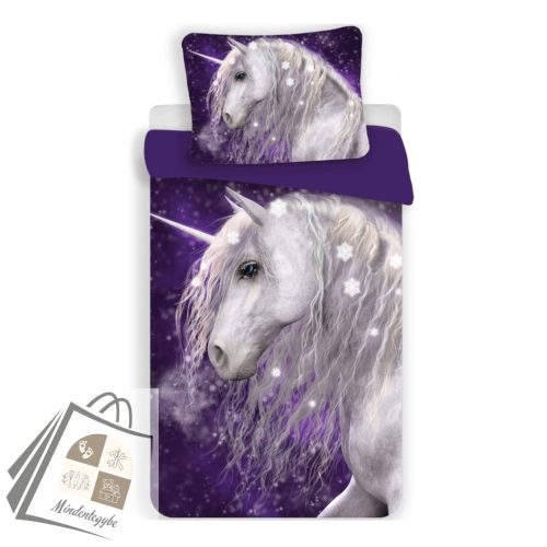 Unikornis Purple gyerek, ovis ágyneműhuzat 100×135 cm, 40×60 cm