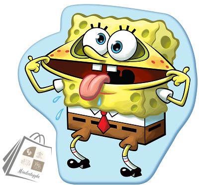 SpongyaBob Crazy formapárna, díszpárna 40x40 cm