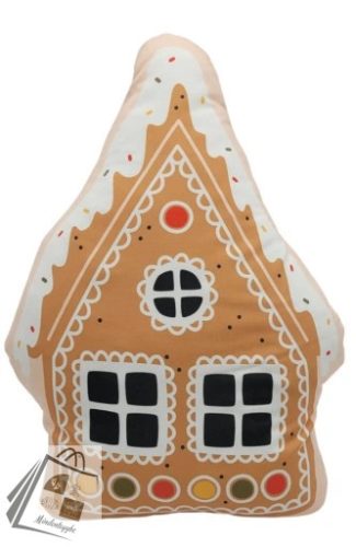 Mézeskalács házikó Sweet Karácsony formapárna, díszpárna 40x34 cm Velúr