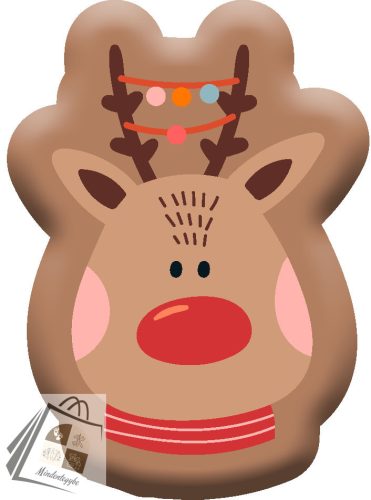 Rénszarvas Brown Karácsony formapárna, díszpárna 40x27 cm Velúr