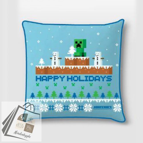 Minecraft Happy Holidays Karácsony párnahuzat 40x40 cm Velúr