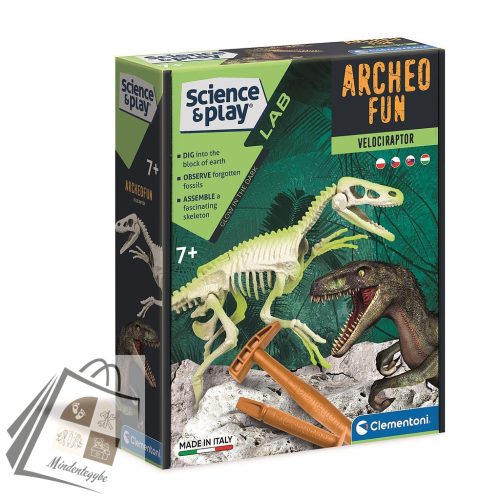 Világító velociraptor Archeo Fun régészeti készlet Clementoni