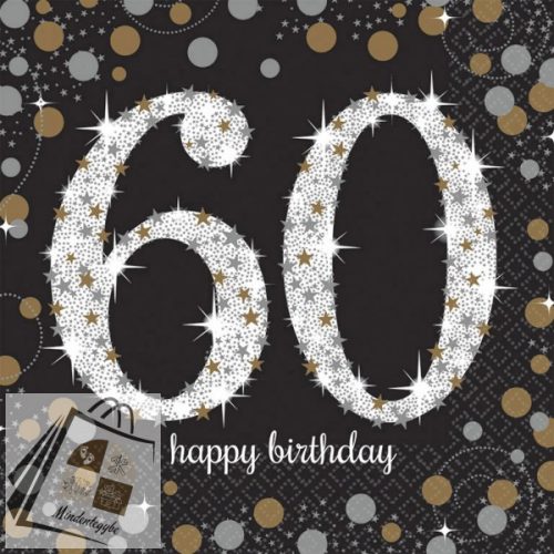 Happy Birthday 60 Gold szalvéta 16 db-os 33x33 cm