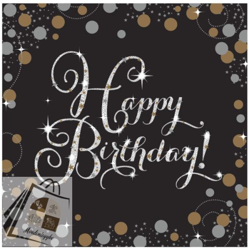 Happy Birthday Gold szalvéta 16 db-os 33x33 cm