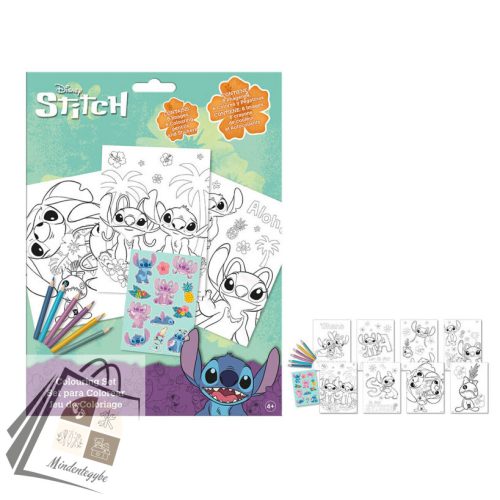 Disney Lilo és Stitch, A csillagkutya Aloha színező szett matricával