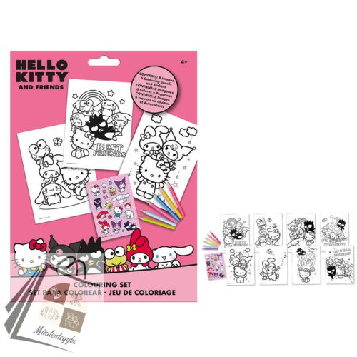 Hello Kitty Friends színező szett matricával