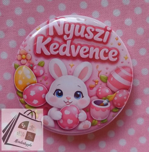 3D hatású Nyuszi kedvence lányoknak kitűző