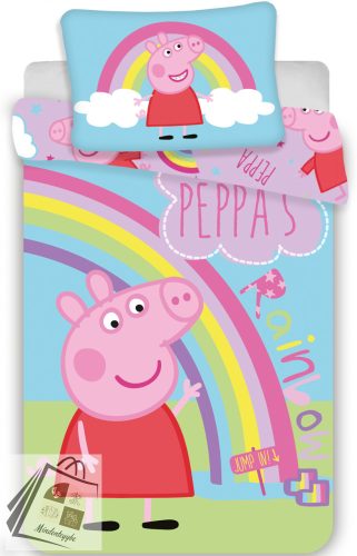 Peppa malac Rainbow gyerek, ovis ágyneműhuzat 100×135cm, 40×60 cm