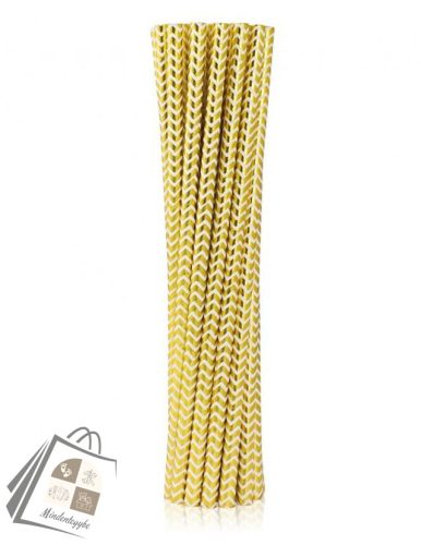 Arany Gold Chevron papír szívószál 12 db-os