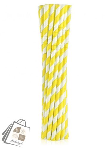 Sárga Yellow Stripes rugalmas papír szívószál 12 db-os