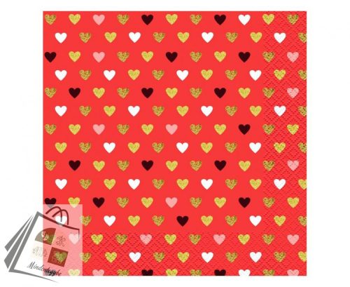 Szerelem XOXO Red szalvéta 20 db-os 33x33 cm