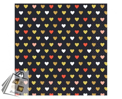 Szerelem XOXO Black szalvéta 20 db-os 33x33 cm