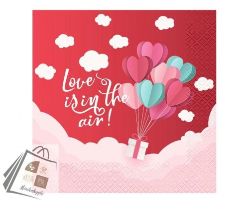 Szerelem Love Is In The Air Red szalvéta 20 db-os 33x33 cm