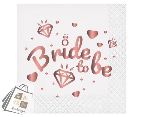 Lánybúcsú Bride To Be White szalvéta 20 db-os 33x33 cm