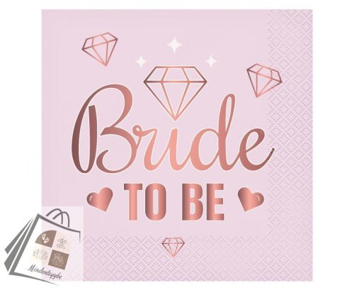 Lánybúcsú Bride To Be Pink szalvéta 20 db-os 33x33 cm