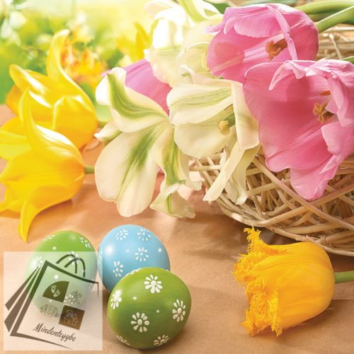 Húsvét Tulips & Eggs szalvéta 20 db-os 33x33 cm