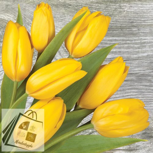 Sárga tulipán On Wood szalvéta 20 db-os 33x33 cm