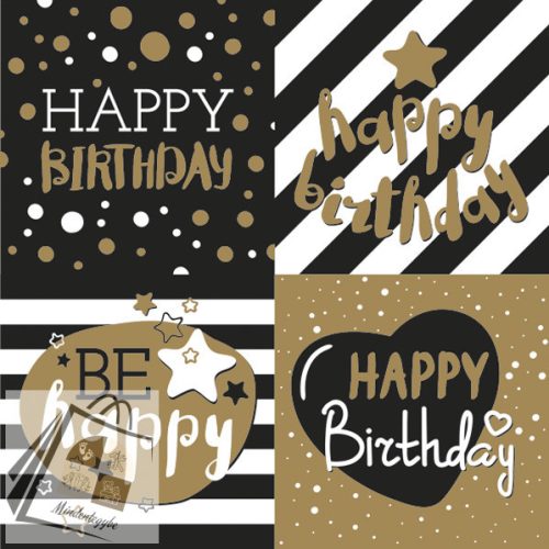 Happy Birthday Golden szalvéta 20 db-os 33x33 cm