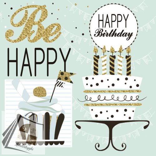 Happy Birthday Mint szalvéta 20 db-os 33x33 cm