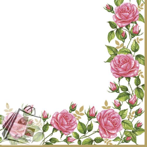 Virág Frame with Garden Roses szalvéta 20 db-os 33x33 cm