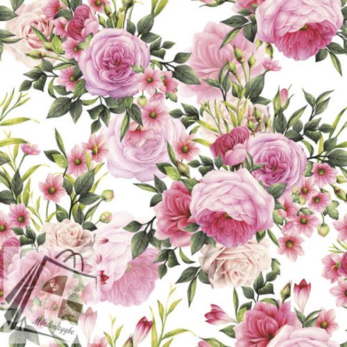 Virág Rose Twigs with Leaves szalvéta 20 db-os 33x33 cm