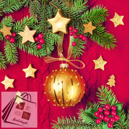 Karácsony Gold Bauble szalvéta 20 db-os 33x33 cm