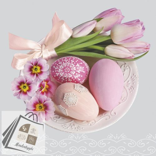 Húsvét Pink Tulips and Primroses szalvéta 20 db-os 33x33 cm