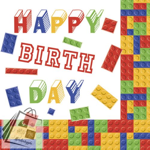 Happy Birthday Building Blocks szalvéta 20 db-os 33x33 cm