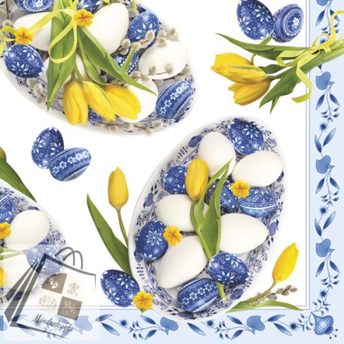 Húsvét Blue Folk Eggs szalvéta 20 db-os 33x33 cm