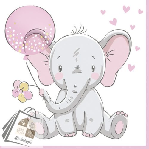 Baby elefánt Pink Balloon szalvéta 20 db-os 33x33 cm