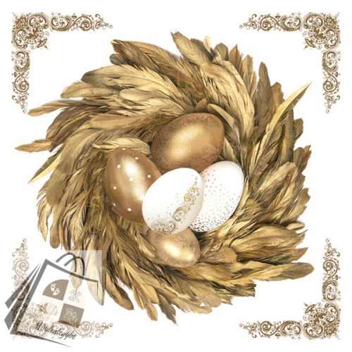 Húsvét Golden Eggs in Nest szalvéta 20 db-os 33x33 cm