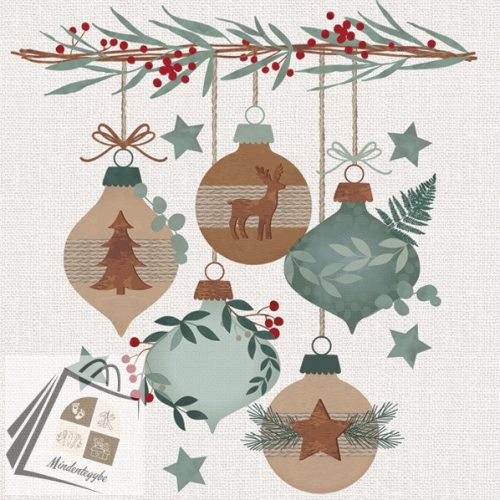 Karácsony Graphic Eco Baubles szalvéta 20 db-os 33x33 cm