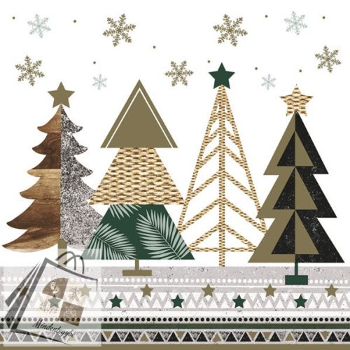 Karácsony Graphic Trees szalvéta 20 db-os 33x33 cm