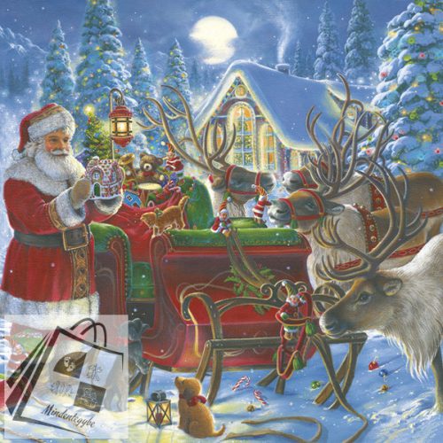 Karácsony Santa with Sleigh szalvéta 20 db-os 33x33 cm