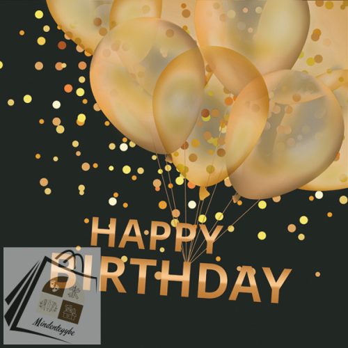 Happy Birthday Gold Balloons szalvéta 20 db-os 33x33 cm