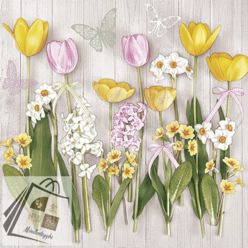 Tulipán Spring Flowers szalvéta 20 db-os 33x33 cm