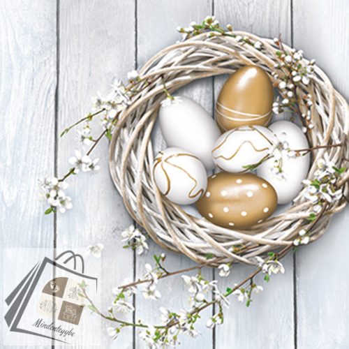 Húsvét Eggs in Wicker Nest szalvéta 20 db-os 33x33 cm