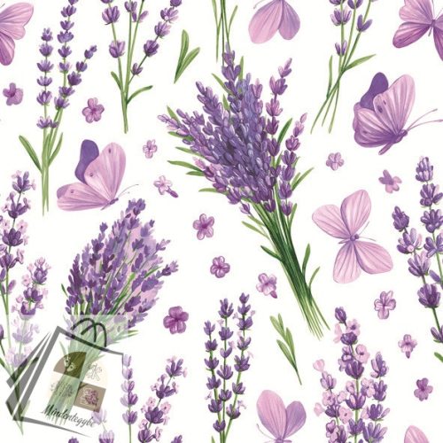 Levendula Violet Butterflies szalvéta 20 db-os 33x33 cm
