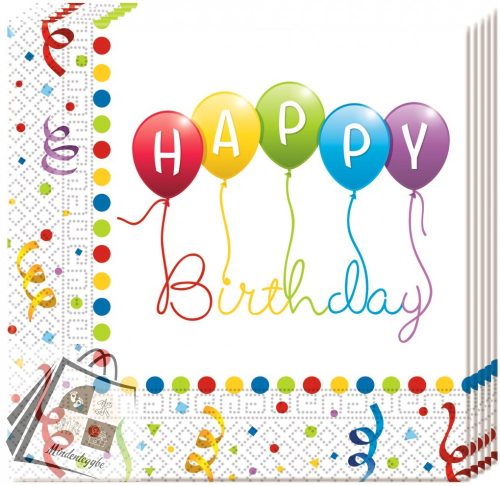 Happy Birthday Streamers szalvéta 20 db-os 33x33 cm
