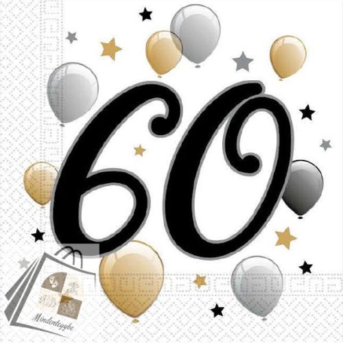 Happy Birthday 60 Milestone szalvéta 20 db-os 33x33 cm