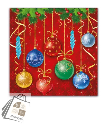 Karácsonyi Sparkling Balls szalvéta 20 db-os 33x33 cm