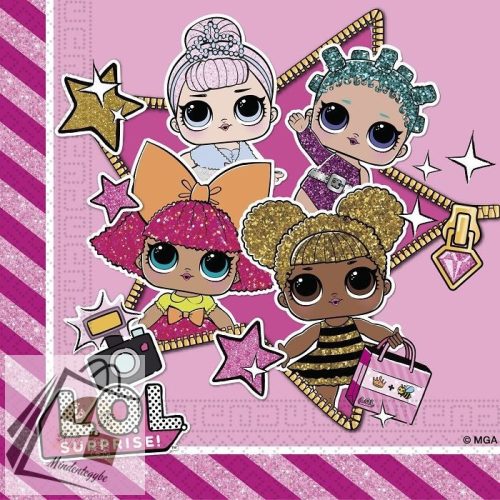 LOL Surprise Glitterati szalvéta 20 db-os 33x33 cm