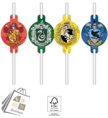 Harry Potter Hogwarts Houses papír szívószál 4 db-os szett FSC