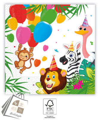 Dzsungel Balloons szalvéta 20 db-os 33x33 cm FSC