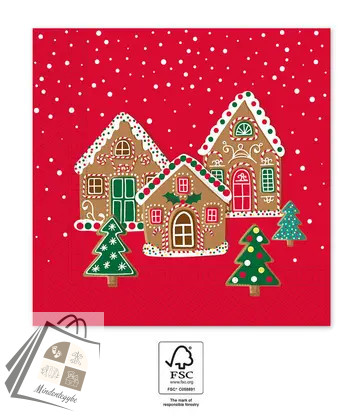 Karácsonyi Gingerhouses szalvéta 20 db-os 33x33 cm FSC